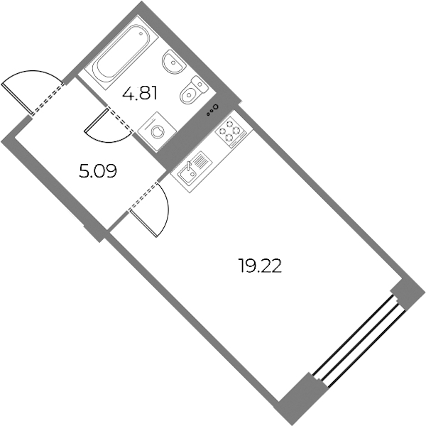 Квартира студия 29.12 м², 2/13 эт., ЖК «Огни Залива»